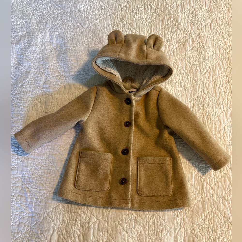 Old Navy Baby Hooded Tan Coat 12-18mo